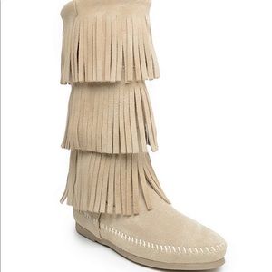 Women's Calf Hi 3-Layer Fringe Boots